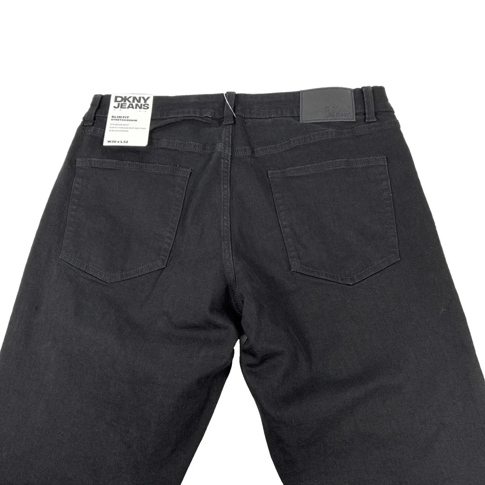 New Mens DKNY Jeans Bedford Slim Black Denim Size 36x32 NWT $79